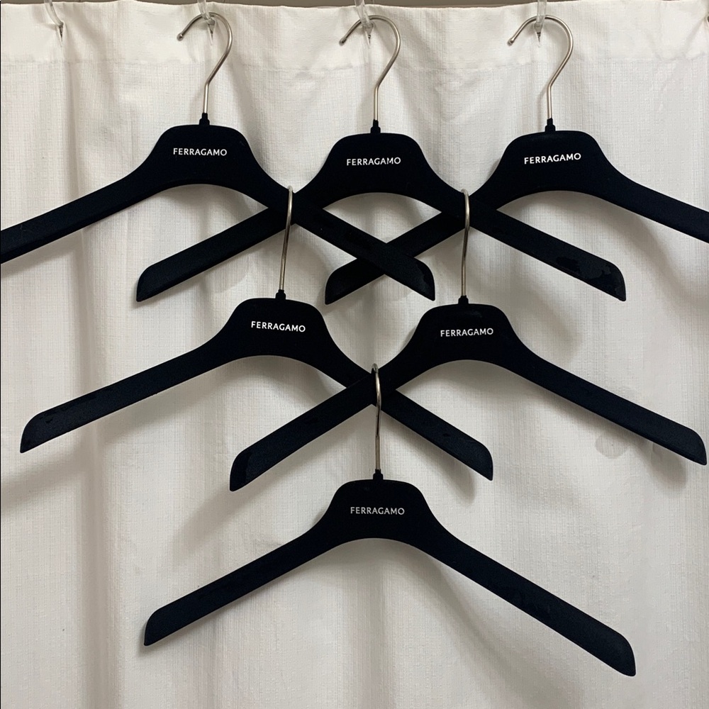 Salvatore Ferragamo Black Velvet Hangers Set of 6
